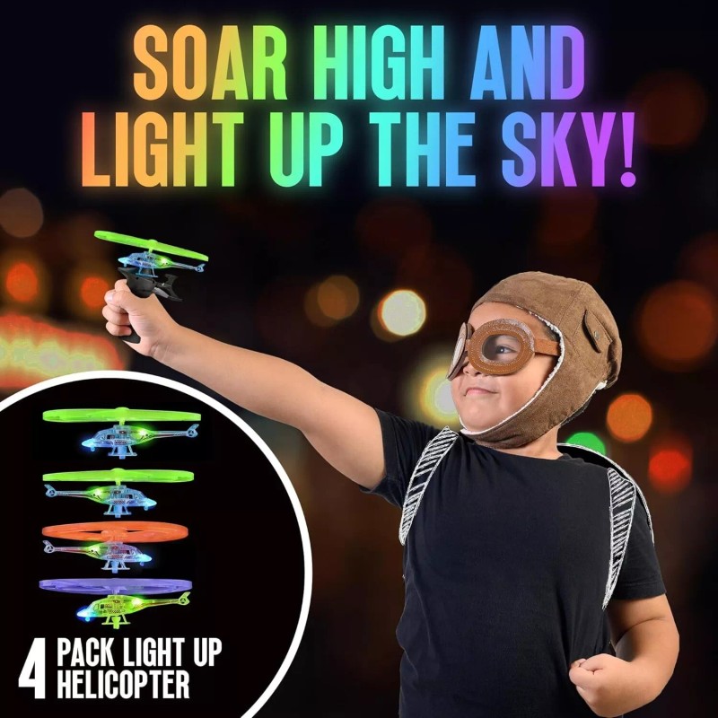 Playbees Light Up Ripcord Helicopters, 2 Pack � Flying Toys