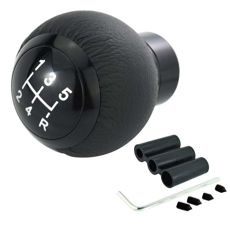 Lunsom 5 Speed Shifter Head Knob Leather Ball Gear Shift