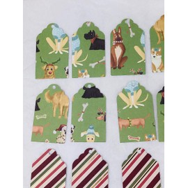 Christmas Dogs And Stripes Designer Hang Tags, Gift Tags, New
