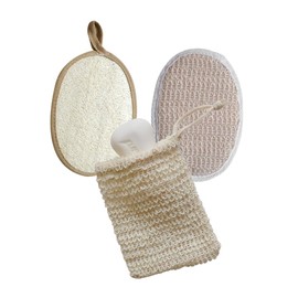 Beavorty Piece Home Loofah Bath Set Exfoliating Pads Scrubber Bath Towel Included for Skin Care Spa Experience