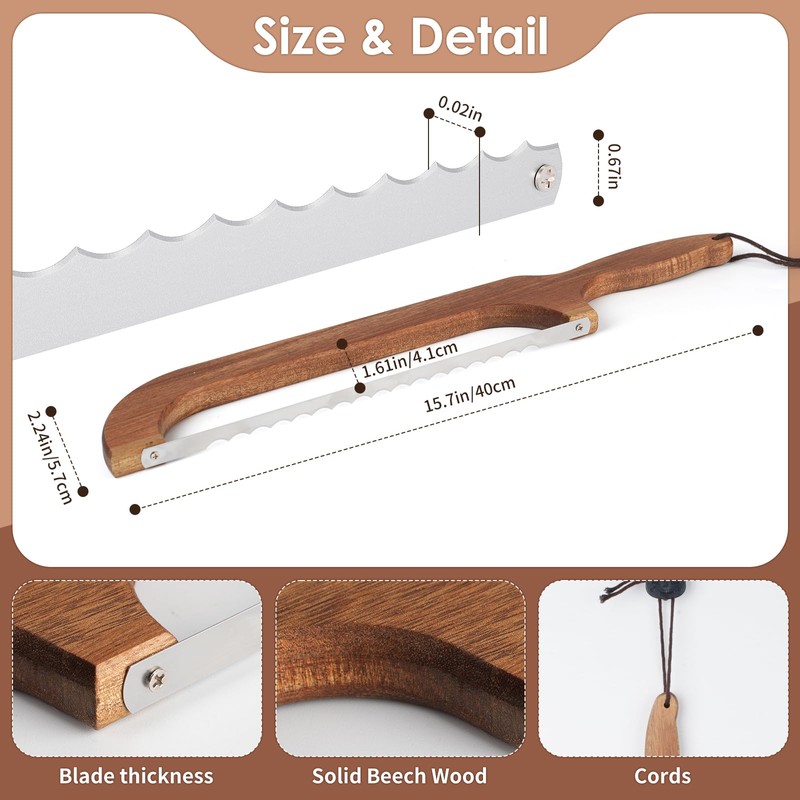 QikFas Sourdough Bread Knife,Bread Cutter, 15.7'' Serrated Bread Knife for