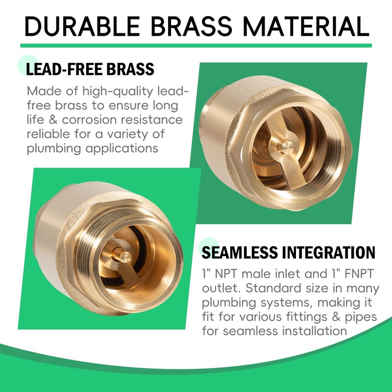 1 inch One-Way Brass Check valve for Well Pump, 1"