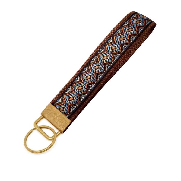 BattleTim Key Fob Keychain Wristlet National Floral Embroidered Car Key