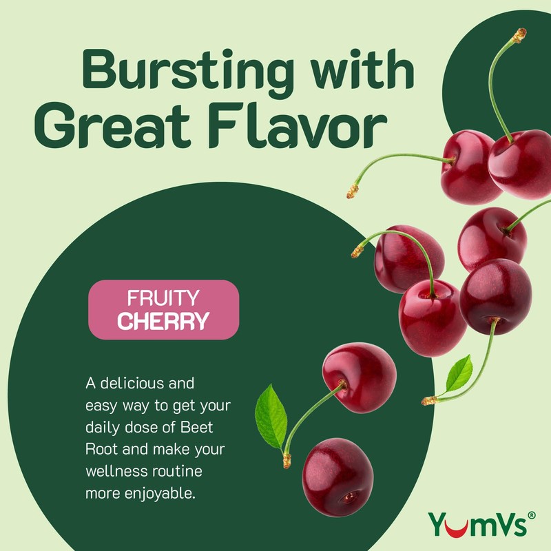 YUM-V'S Beet Root Gummies with Tart Cherry Extract - Berry