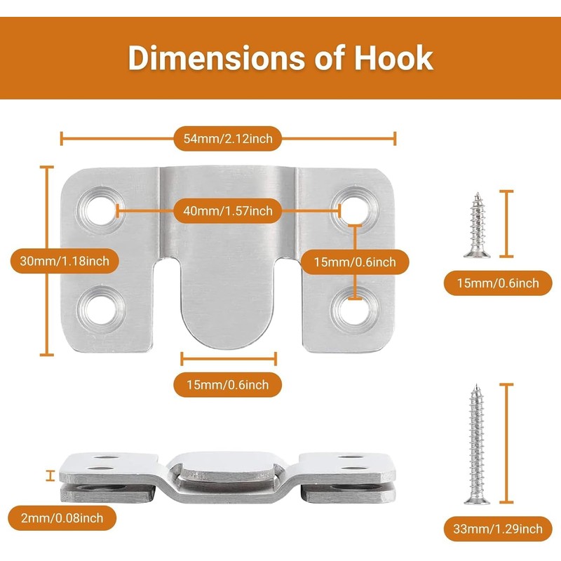 16Pcs Stainless Steel Interlock Hanging Buckle,Flush Concealed Mount Brackets Stainless