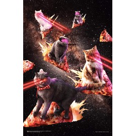 Space Pizza Cats - by James Booker - Mini Poster - 11" x 17"