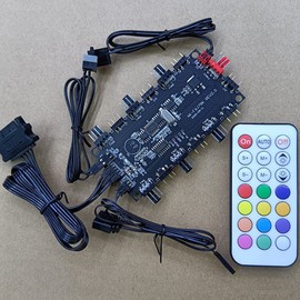 SaiDian 1Pcs ARGB Hub Controller Computer Case Fan Splitter 5V 3-Pin PWM Temperature Controller