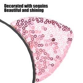 Milltrip Sequin Ear Headbands, Reversible Sequin Cat Ears Headband Shiny Cat Ear Hair Hoops Women's Kitty Hair Accessories(Pink)