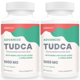 KoNefancy TUDCA Liver Supplements 1000 mg-Bile Salts for Liver Detox-Milk Thistle Herbal Blend with Fulvic and Humic Acid for Liver,Digestive Health,120 Vegan Capsules