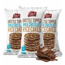 Lieber's Brittle Topped Milk Chocolate Covered Rice Cakes, 3.7 oz (Pack of 3)