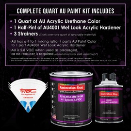 Restoration Shop - Pure White Acrylic Urethane Auto Paint - Complete Quart Paint Kit - Professional Single Stage High Gloss Automotive, Car, Truck Coating, 4:1 Mix Ratio, 2.8 VOC