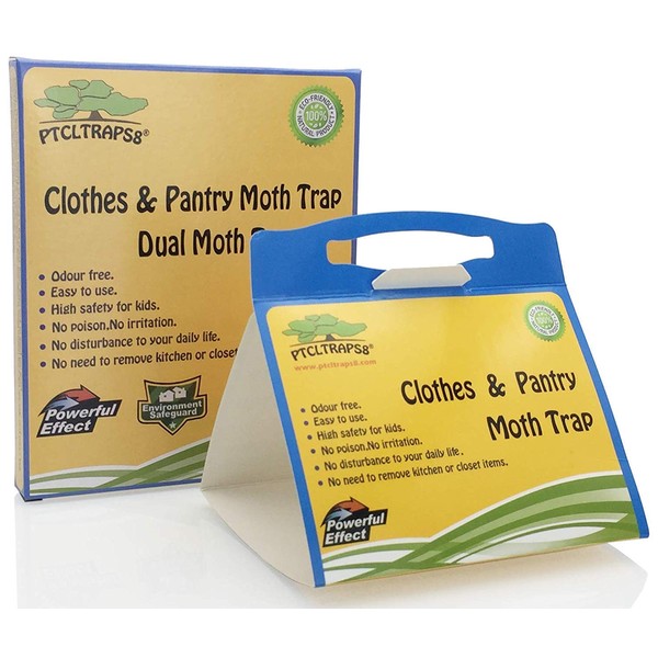 Dual Moth Traps for Clothes and Pantry Highly Effective All-Around Moth Traps,Pro Cloest Essentials Get Rid of Wool Moths with Natural Safe and Odor-Free Dual Premium Pheromone