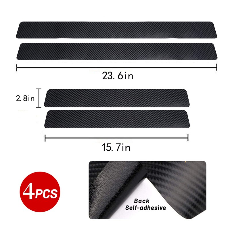 LANZMYAN Car Door Sill Protector,4D Carbon Fiber Anti-Scratch Cover Strips,Universal
