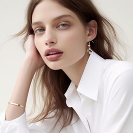 Sonateomber Sparkly Gold Star Christmas Tree Dangle Drop Stud Earrings for Women, Cute Red Green White Cubic Zircnoia Holiday Gift, Dangling Christmas Accessories Winter Costume Jewelry