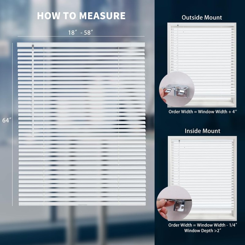 HIDODO Aluminum Mini Blinds for Windows Cordless Horizontal Window Blinds,