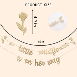 VANGNING A Little Wildflower is On Her Way Banner - Wildflower Theme Baby Shower Sign Decoration Decor, Flower Party Supplies,Baby Girl Shower Decor, Floral Themed Baby Shower (Wildflower Banner)