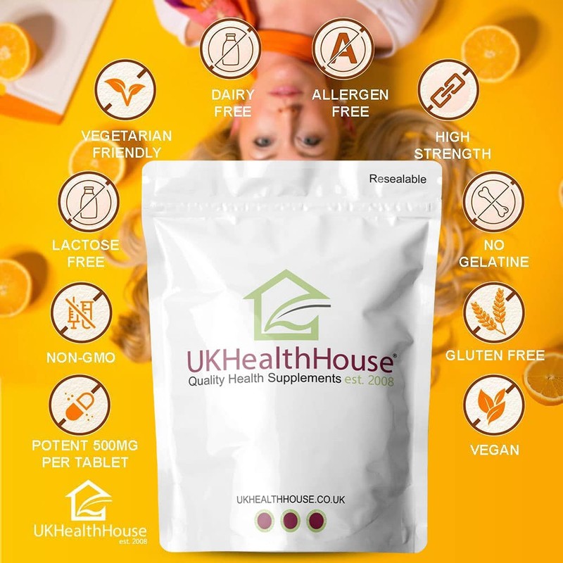 UKHealthHouse Vitamin C 500mg Chewable 60 Tablets Immune Support Orange
