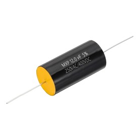 PATIKIL 12uF 250AC/400DC V Frequency Divider Capacitor, 1 Pcs Axial Audio Speaker Crossover Step-less Film Capacitor MKP Capacitor for Audio Equipment Appliances, Yellow
