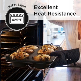 Wrenbury Jumbo Muffin Pan 6 Cup - Nonstick XL Deep Muffin Pan for Baking 3.75" Cup - Big Cup Tin - Oversized Extra Large Cupcake Mold - Dishwasher Safe - PTFE Free