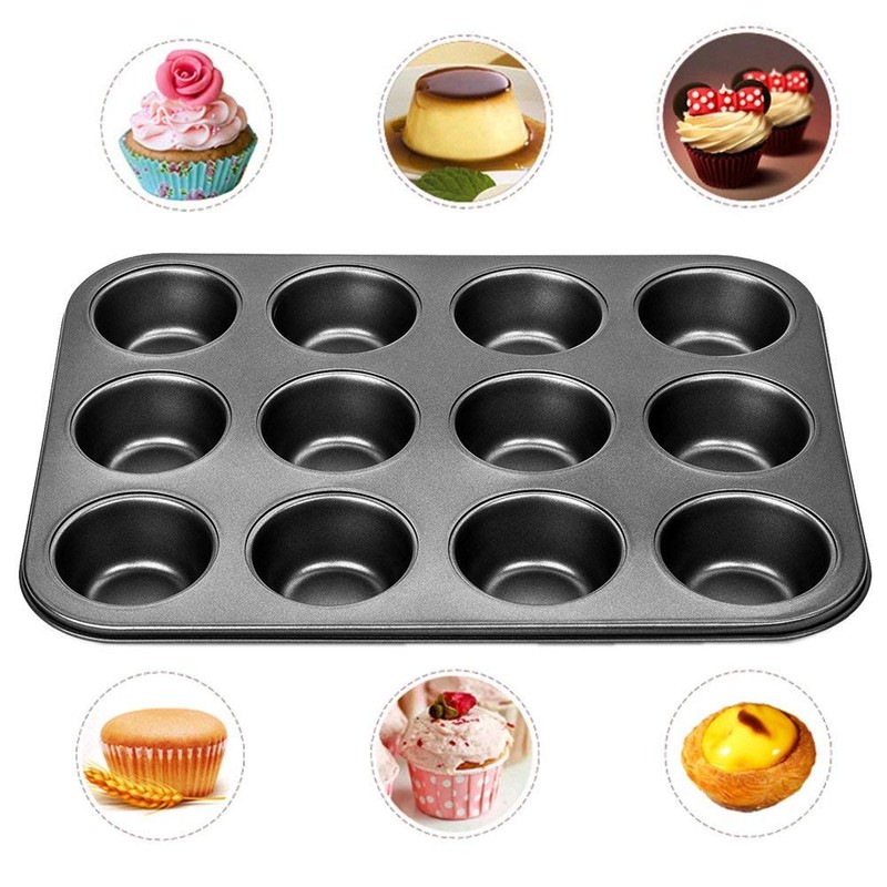 DIVCHI 12 Cups Muffin Tray - Nonstick BPA Free &