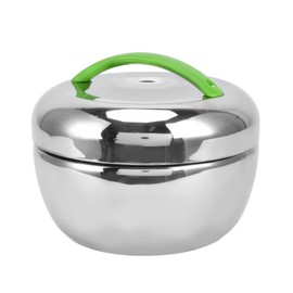 Lunchbox aus Edelstahl, luftdicht, 1,3 l, mit Henkel, Lunchbox, Thermo-Lunchbox für Arbeitsessen, Picknick, Ø 17 x 14 cm, silberfarben