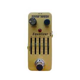 Designed/Made in Taiwan Part of the MINI pedal series AEQ can compensate for and increase the insufficient frequencies of your acoustic guitar tone 5-band EQ/master enhancer button/volume control knob