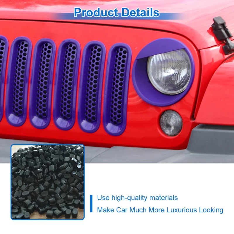 CheroCar 9Pc Purple Car Headlight Grille Insert Bezel Trim Cover