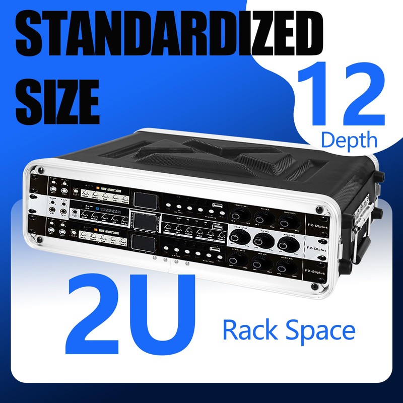 MUZNOTE 2U ABS Rack Case Shallow 12" Depth,19" Rackmount Flight