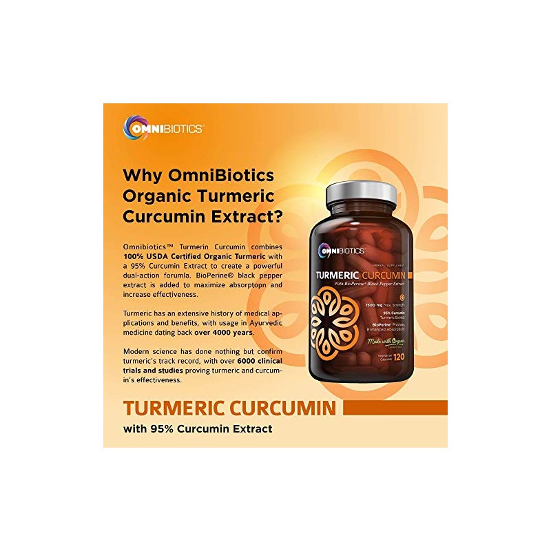 Organic Turmeric Curcumin Supplement 1500mg with BioPerine | 95% Standardized