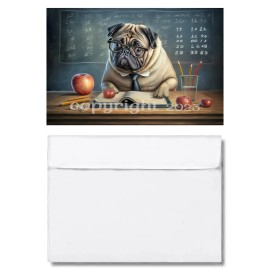 Homemade Pug Dog School Teacher Greeting Card hand-crafted
