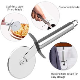 Cortador de pizza de acero inoxidable clásico con rueda metálica afilada para cortes finos y precisos, para Restaurantes, uso Comercial