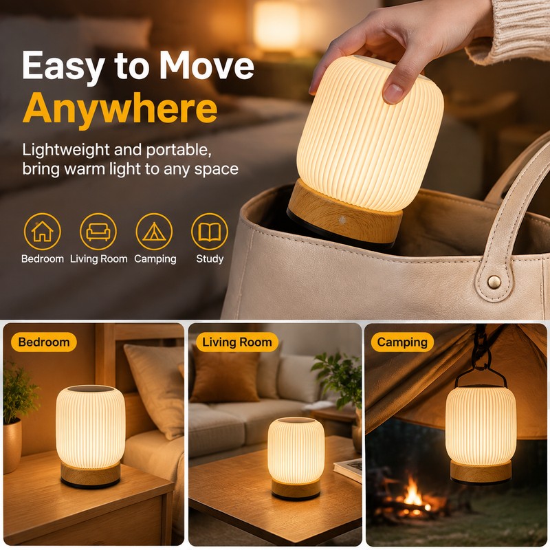 Cordless Touch Desk Lamp for Bedroom and Office – Rechargeable