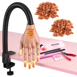 Acrylic Nails Practice Hand Kit, BORNBYME Nail Training Adjustable Finger Kits with 200 PCS Nail Tips, Nail File, Nail Brush and Nail Clipper