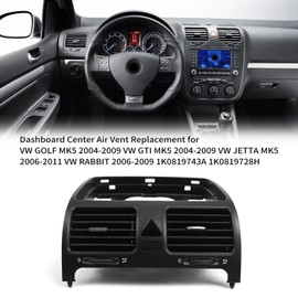 Shkalacar Center Air Vent, Dashboard Air Vent, A/C Outlet Air Vent Panel Replacement for VW GOLF MK5 2004-2009 VW GTI MK5 2004-2009 VW JETTA MK5 2006-2011 VW RABBIT 2006-2009 1K0819743A 1K0819728H