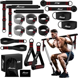 Kit de barra de pilates con bandas de resistencia, equipo de entrenamiento multifuncional resistente para entrenamiento de fuerza, caderas, espalda, b