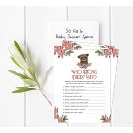 Inkdotpot Bear Jungle Animals Who Knows Daddy Best Baby Shower Game Cards Fun Activity Cards Set Of 50 Party Theme