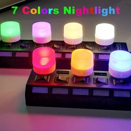 Sokelinn-six USB Plug Lamp, Mini LED Eye Protection Night Light 7 Pack Red/Yellow/Blue/Green/Purple/Warm/White Color Holiday Decorative Lights