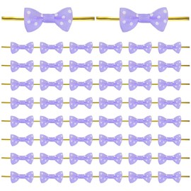 M METERXITY 100-Pack Mini Craft Ribbon Bow Twist Ties,1.2x0.6 Inch Twist Tie Bows Satin Ribbon Tie Bows for Craft DIY/Baked Goods/Hair Bow Sewing/Wedding/Birthday/Party[Purple]