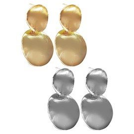 JTMKYO 2 Pairs of Geometric Double Disc Earrings, Stylish Metal Earrings, Party Jewelry, Women's Earrings Accessories.