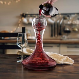 Final Touch Twister Glass Aerator & Decanter Set - 3 Phase Wine Oxygenation System, Stainless Steel Filter, Red Wine Aeration, Crystal Clear Glass Decanter (WDA919)