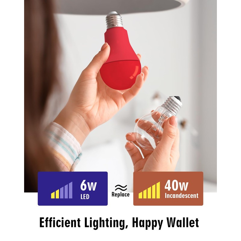 Baczao Red Light Bulb, 9W (60W Equivalent), E26 Base LED