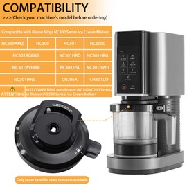 Ice Cream Maker Outer Bowl Lid for Ninja, Replacement Reusable Creami Replacement Lid for Ninja NC299AMZ/NC301/NC300/NC201/NC101 Series (Without Paddle), Ice Cream Maker Accessories