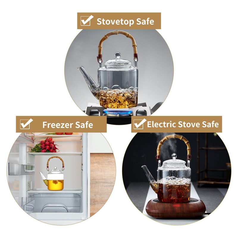 Glass Teapot with Removable Infuser and Lid, Stovetop Safe, Glas