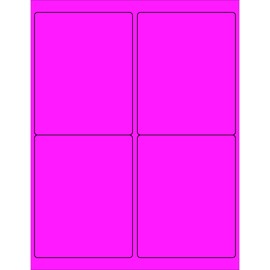 Aviditi Tape Logic 4" x 5" Fluorescent Pink Shipping Address Labels, for Laser & Inkjet Printers, Permanent Adhesive, 8 1/2" x 11" Sheet, 4 Labels Per Sheet, 100 Sheets