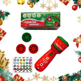 Christmas Flashlight Projector, 24 Different Christmas Theme Images, Xmas Kids Flashlight Early Learning Educational Toy, Projector Torch Night Light, Xmas Party Bag Fillers for Kids Games (Red)