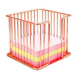 DODAMOUR Sticky Note Holder, 3.74 x 3.74 Inches Self Post Note Pad Holder, Metal Cube Sticky Note Dispenser, Memo Pad Holder Organizer for Home Office Desk Supplies (Rose Gold)