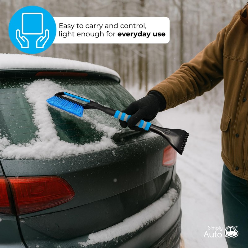 Simply Auto Collapsable Snow Brush, 2-in-1 Telescopic Handle, Ice Scraper