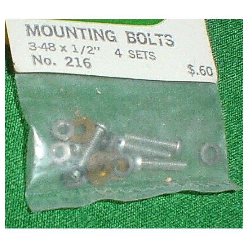 PERFECT MOUNTING BOLTS MODEL AIRPLANE, 3-48 X 1/2", 4 SETS,