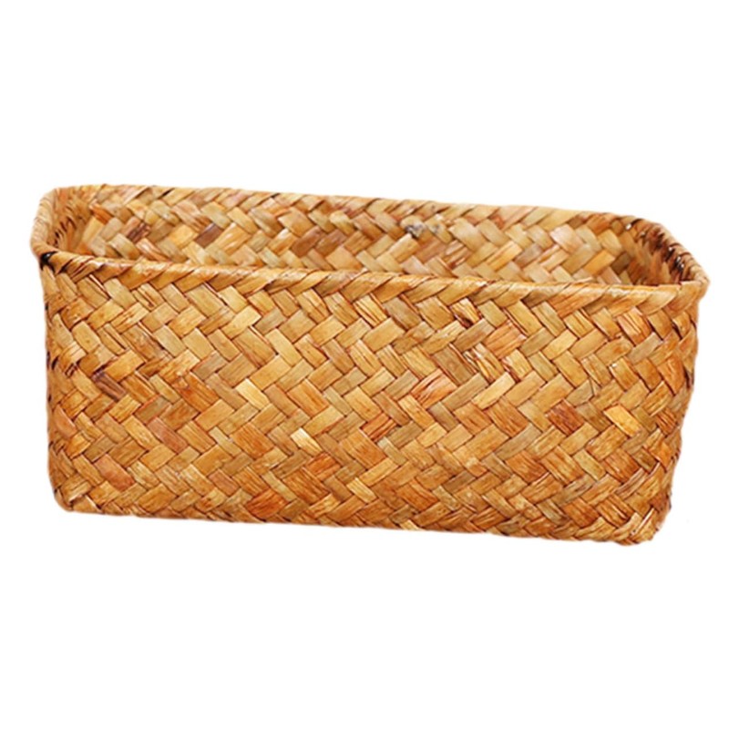 Sosoport Hand Woven Seagrass Storage Basket Desktop Sundry Organizer for