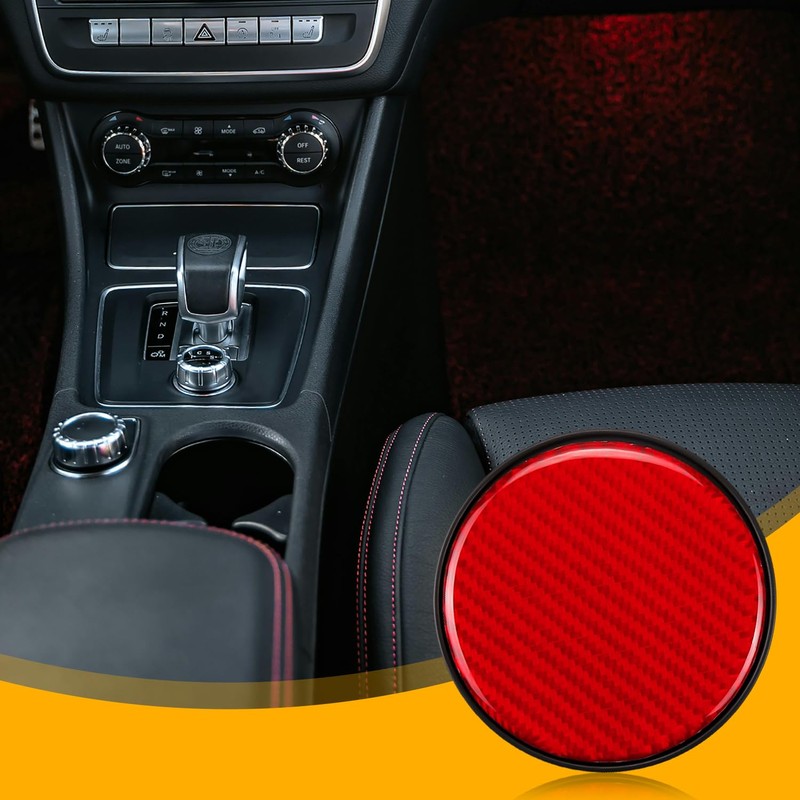 Bojueshaw 2pcs Carbon Fiber Car Cup Pad,Shiny Diamond Anti-Slip Beverage